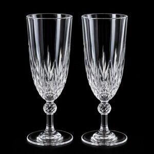2 Royal Crystal Rock Linea Gala Champagne Flutes Lead Crystal Italy 7.75in